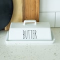 Heartland Home Porcelain Covered Butter Dish with Tray and Lid for Countertop.  7.6" x 3.8" Butter Keeper for One Stick of Butter