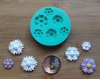 Silicone mold, daisy design, 6 pieces / Craft mold, soap mold, candle mold, decoration, scatter pieces, DIY