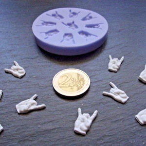 Silikonform Mould Mold Metalhand Rockhand Pommesgabel / Festivalmuffins Thementorten Schokolade Fondant Marzipan / Streusel Topper DIY