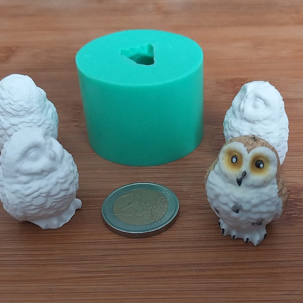 3D Silikonform Mould Eule Owl Uhu Kautz / Basteln Hobby Betonform Gipsform Gießform Seifen Kerzen / DIY