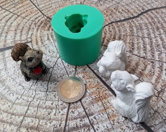 3D silicone mold squirrel with berry craft mold candle mold soap mold  concrete mold autumn decoration DIY