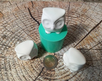 3D Silikonform Gießform Mould Eule Owl / Betonform Gipsform Seifenform Kerzenform Bastelform / Dekoration DIY