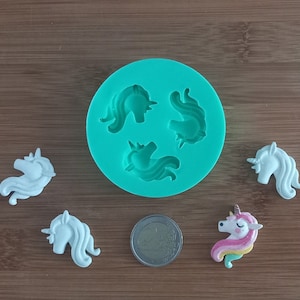 Silikonform Einhorn 3tlg / Bastelform Schmuckform / Dekoration Kartendekor Streuteile Fimo DIY