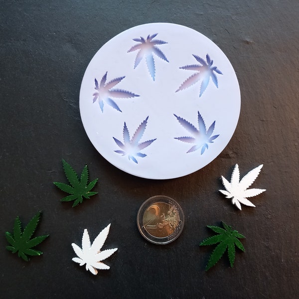 Silikonform Gießform Cannabis Marijuana Blätter / Torten Kuchen Streusel / Fondant Schokolade Marzipan Eis / Cupcake Muffin Topping DIY