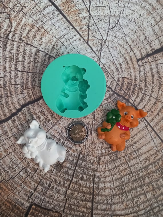 Silikonform Schwein,Silikonformen Gießformen Schwein,3D Kleeblatt Silikonform Schweinchen Gipsformen Zum Gießen Frühling Gießformen Silikon Schwein
