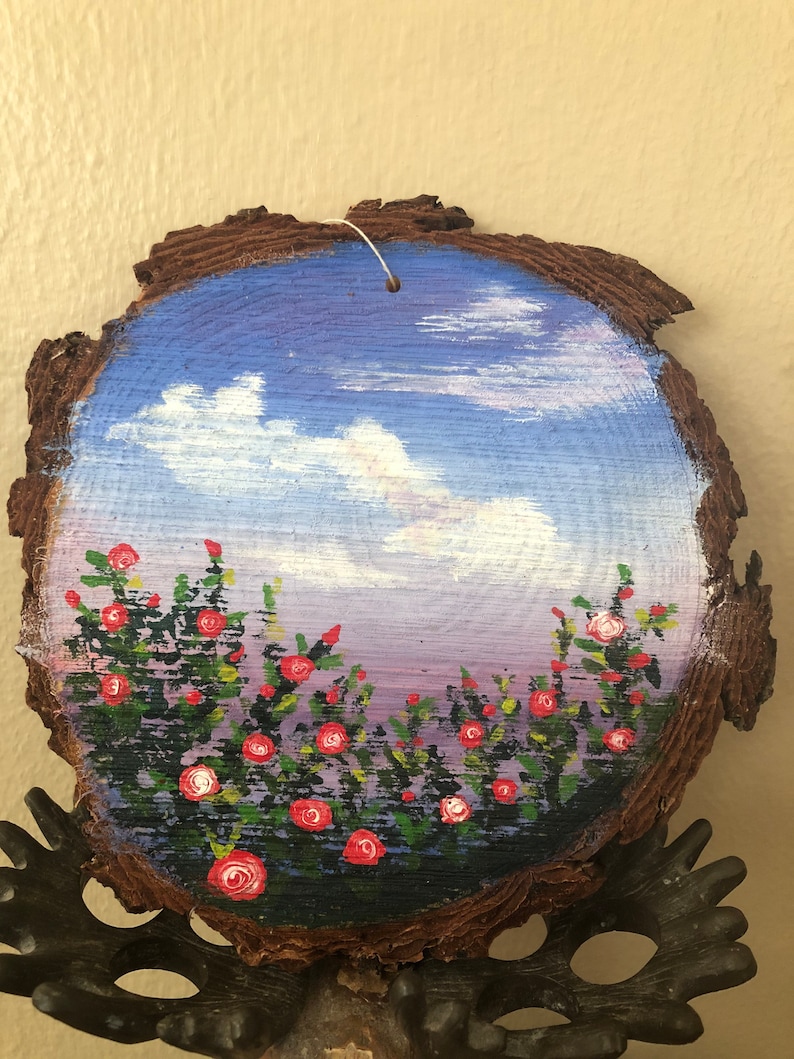 Wood Slice Painting Wood Slice Art Hand Painted Wood Slice landscape