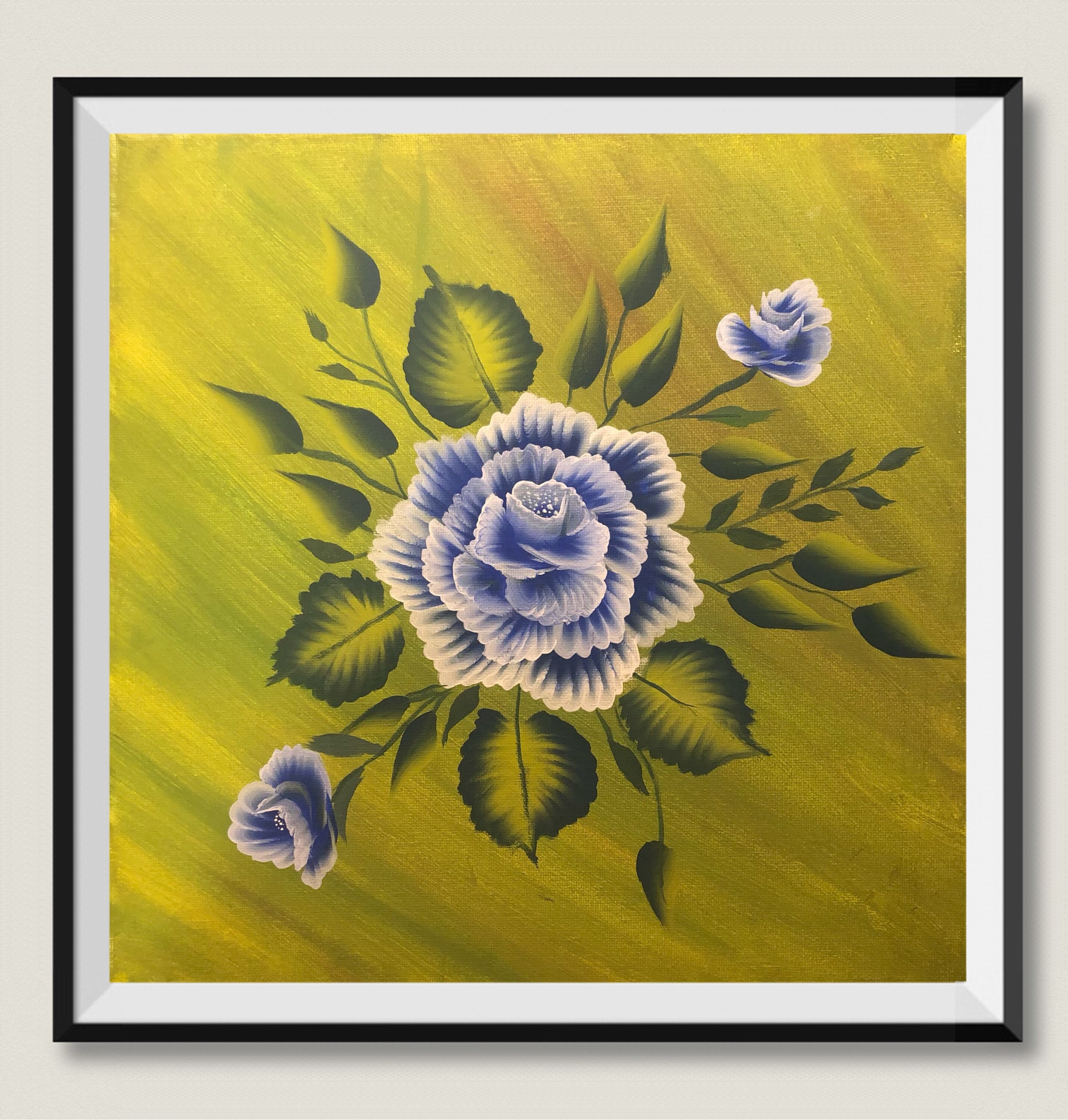 Acrylic Cabbage Rose Flower Original Painting on Canvas for Wall Art12 ...
