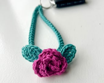 Crochet Rose Keychain Wristlet