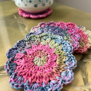 Ruffled Crochet Coasters Set of 2 / Mug Rug / Home Decor / Coaster Set ...