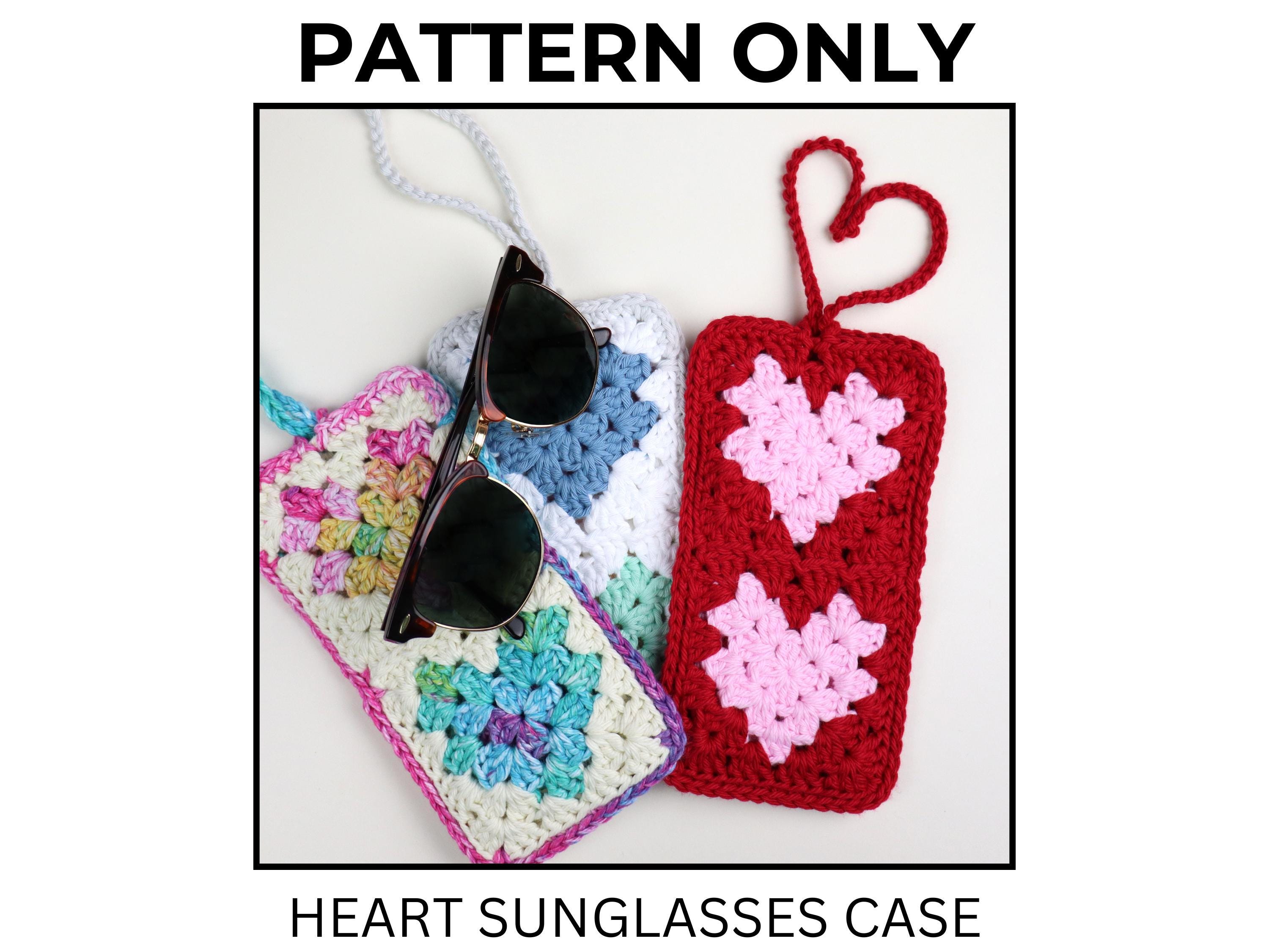 39 Heart Granny Square Crochet Patterns for Blankets, Bags, and Sweet Motifs 28 Heart Sunglasses Case Crochet Pattern / Glasses Pouch /