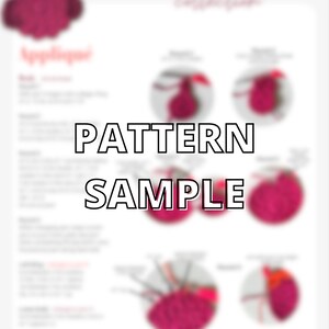 May include: A crochet owl applique pattern with instructions and a sample of the finished product. The pattern includes a close-up of the owl's face and body, showing the stitches and techniques used.