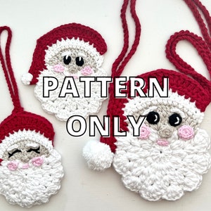 PATTERN ONLY: Crochet Santa Pattern Collection / Crochet Ornament / Applique / Mini Bag / Purse