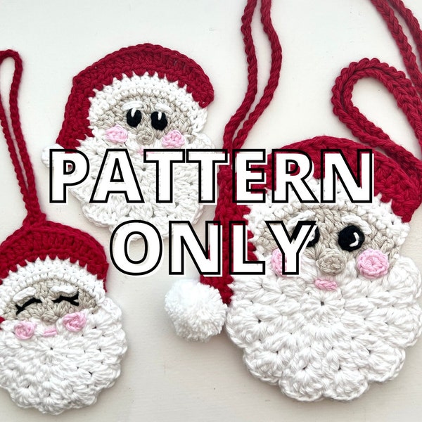 PATTERN ONLY: Crochet Santa Pattern Collection / Crochet Ornament / Applique / Mini Bag / Purse