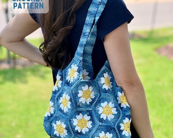 Groovy Garden Hexagon Crochet Tote Bag Pattern (PDF Pattern)