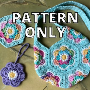 PATTERN ONLY: Bloom Burst Pattern Collection / Crochet Hexagon / Flower Bag / Purse / Flower Motif