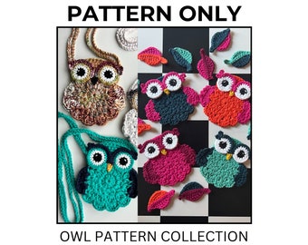 Crochet Owl Pattern Collection: Applique and Purse Patterns (PDF Pattern)