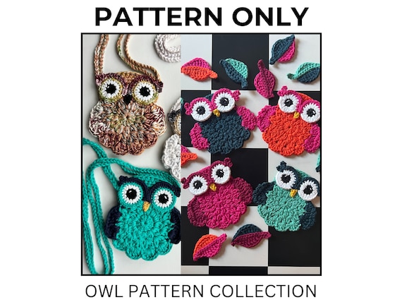 Crochet Owl Pattern Collection: Applique and Purse Patterns (PDF Pattern)