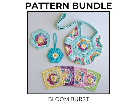 Bloom Burst Crochet Pattern Bundle: Granny Square and Hexagon (PDF Pattern)