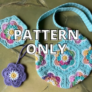 PATTERN ONLY: Bloom Burst Pattern Collection / Crochet Hexagon / Flower Bag / Purse / Flower Motif image 1