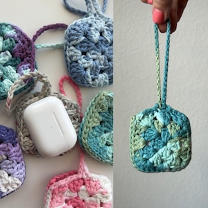 Crochet AirPods Case – Handmade Granny Square Design, AirPods Pro Case, Cute Earbud Pouch