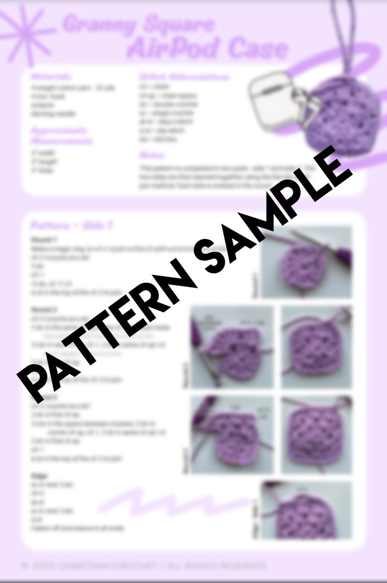 PATTERN ONLY: Crochet Granny Square AirPod Case Beginner-friendly image 2