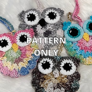 PATTERN ONLY: Crochet Mini Owl Bag / Small Pouch / Bag Charm / Car Hanging