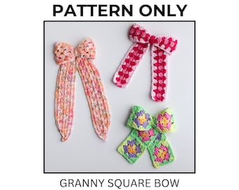 Crochet Granny Square Bow Pattern / Hair Accessory (PDF Pattern)