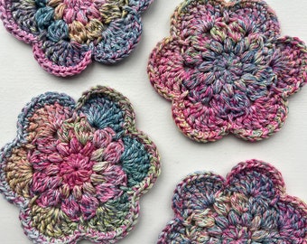 Crochet Flower Coasters - Set of 2 - Bloom Burst