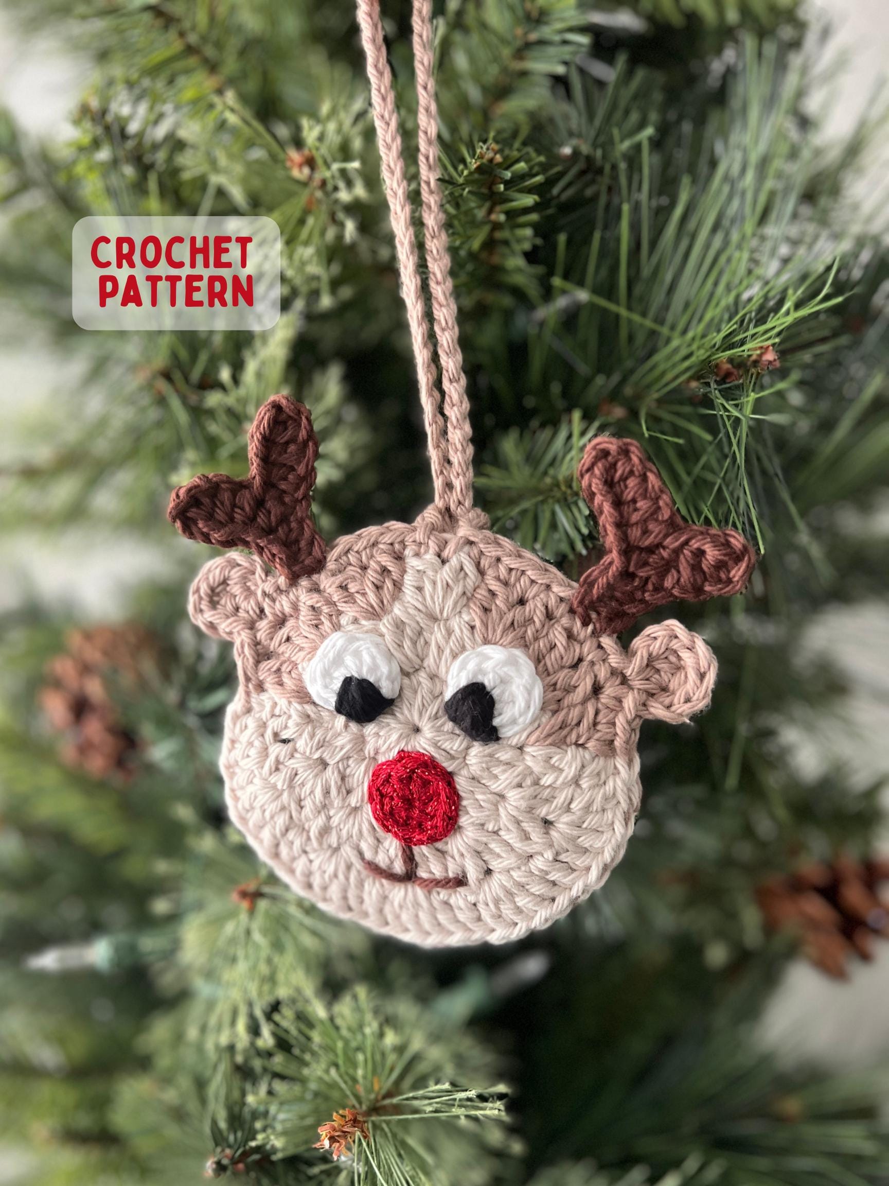40 Reindeer Crochet Patterns: Add Homemade Warmth to Your Holiday Decor 38 Reindeer Crochet Pattern / Rudolph Ornament / Applique /