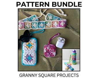 Granny Square Crochet Projects Pattern Bundle: Accessories and Decor (PDF Pattern)
