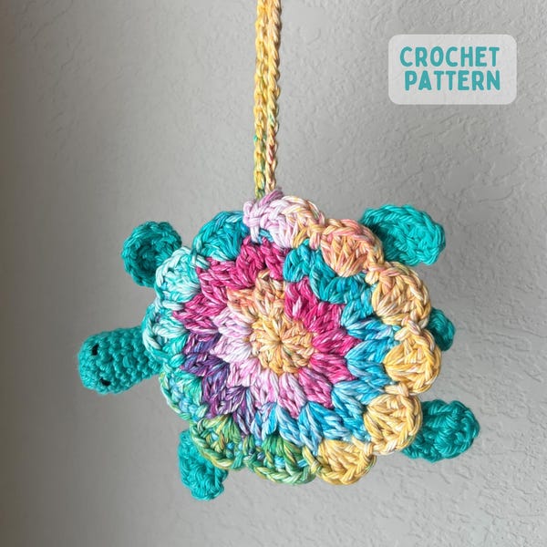 Patrón de crochet para mini bolso de tortuga / Bolso pequeño / Adorno para bolso / Colgante para coche
