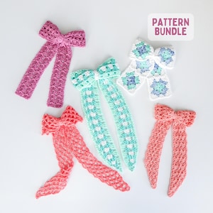 Crochet Hair Bow Pattern Bundle: Granny Square and Lace Collections (PDF Pattern)
