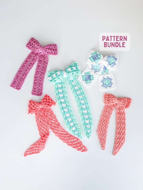 Crochet Hair Bow Pattern Bundle: Granny Square and Lace Collections (PDF Pattern)