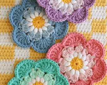 Crochet Flower Coasters - Set of 2 - Bloom Burst