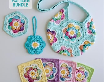 Bloom Burst Crochet Pattern Bundle: Granny Square and Hexagon (PDF Pattern)