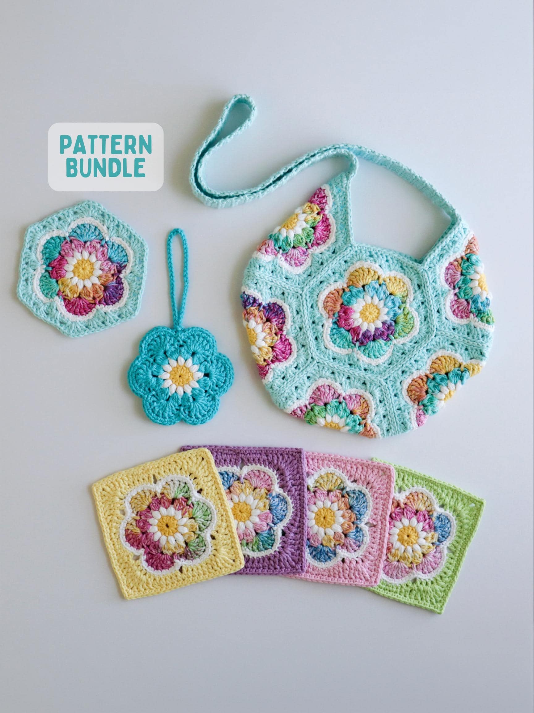 Bloom Burst Crochet Pattern Bundle: Granny Square and Hexagon (PDF ...