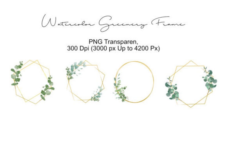Gold Eucalyptus Frame Watercolor Greenery Frames Clipart Green Leaves ...