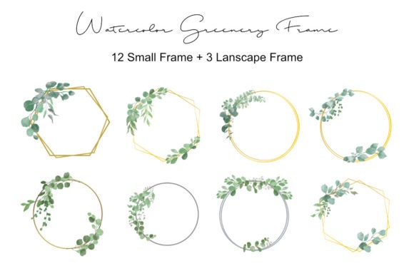 Gold Eucalyptus Frame Watercolor Greenery Frames Clipart Green Leaves ...