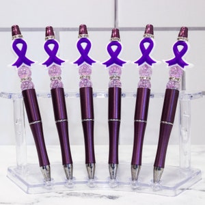 Purple Awareness Ribbon Beaded Pen