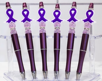 Purple Awareness Ribbon Beaded Pen