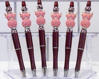 Highland Cow Beaded Pen - Refillable Novelty Pen