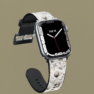 Dusky Boho Floral iWatch Band, Compatible with all iWatch  || Aesthetic Apple Watch Band || For Botanical Lover || Faux Leather iWatch Band