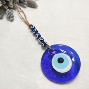 2.9" / 7.5cm Large Evil Eye Wall Hanging, Evil Eye Home Decoration, Large & Small Evil Eye Beads, Nazar Amulet, Turkish Evil Eye Wall Decor