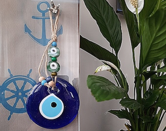 Amuleto Decorativo Da Parete Occhio Del Malocchio Turco: Portafortuna In Metallo E Vetro Blu