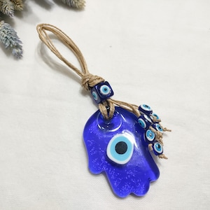 Hamsa Evil Eye | Evil Eye Home Decoration, Braided Star Evil Eye & Small Evil Eye Beads, Nazar Amulet, Turkish Evil Eye Wall Decor