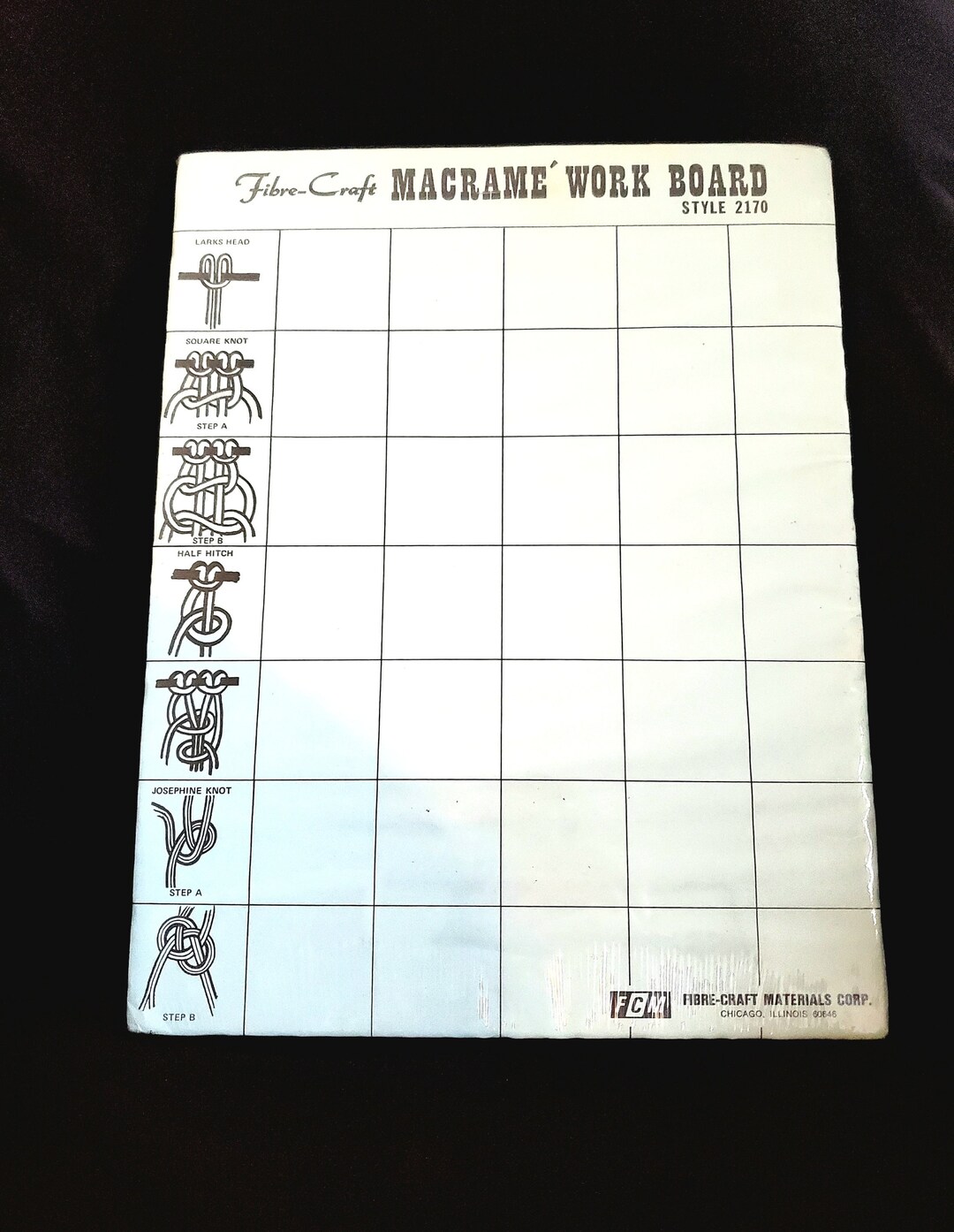 Macrame Work Board Vintage Knotting Board, 1970s Fibrecraft Arts and