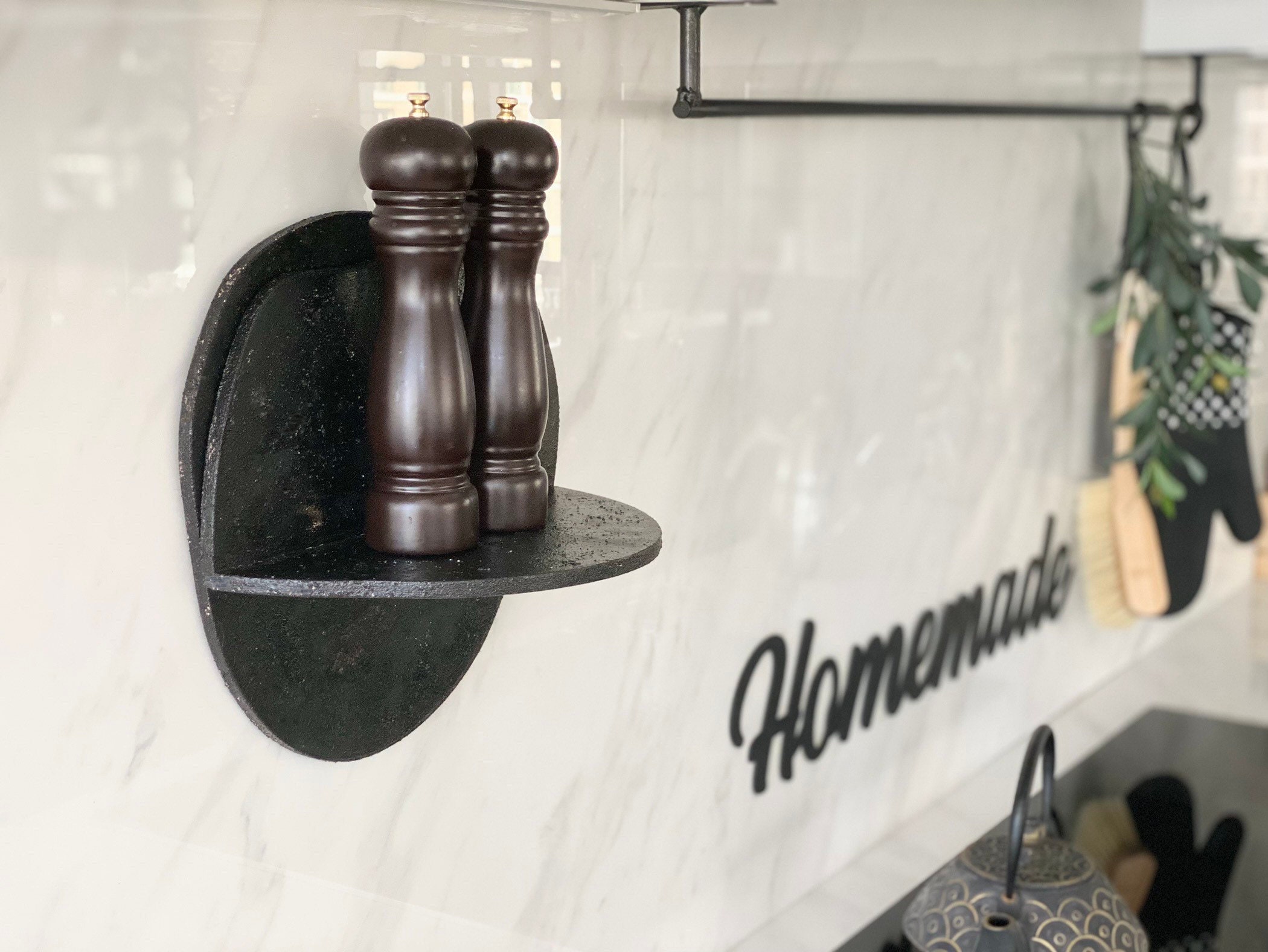 Elena Wall Shelf Stone Shelf With Hook Wall Organization Etsy