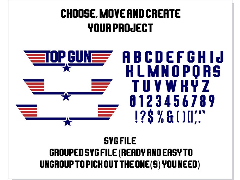 Top Gun Logo DIY Personalize Top Gun Font Svg Top Gun Font Etsy India