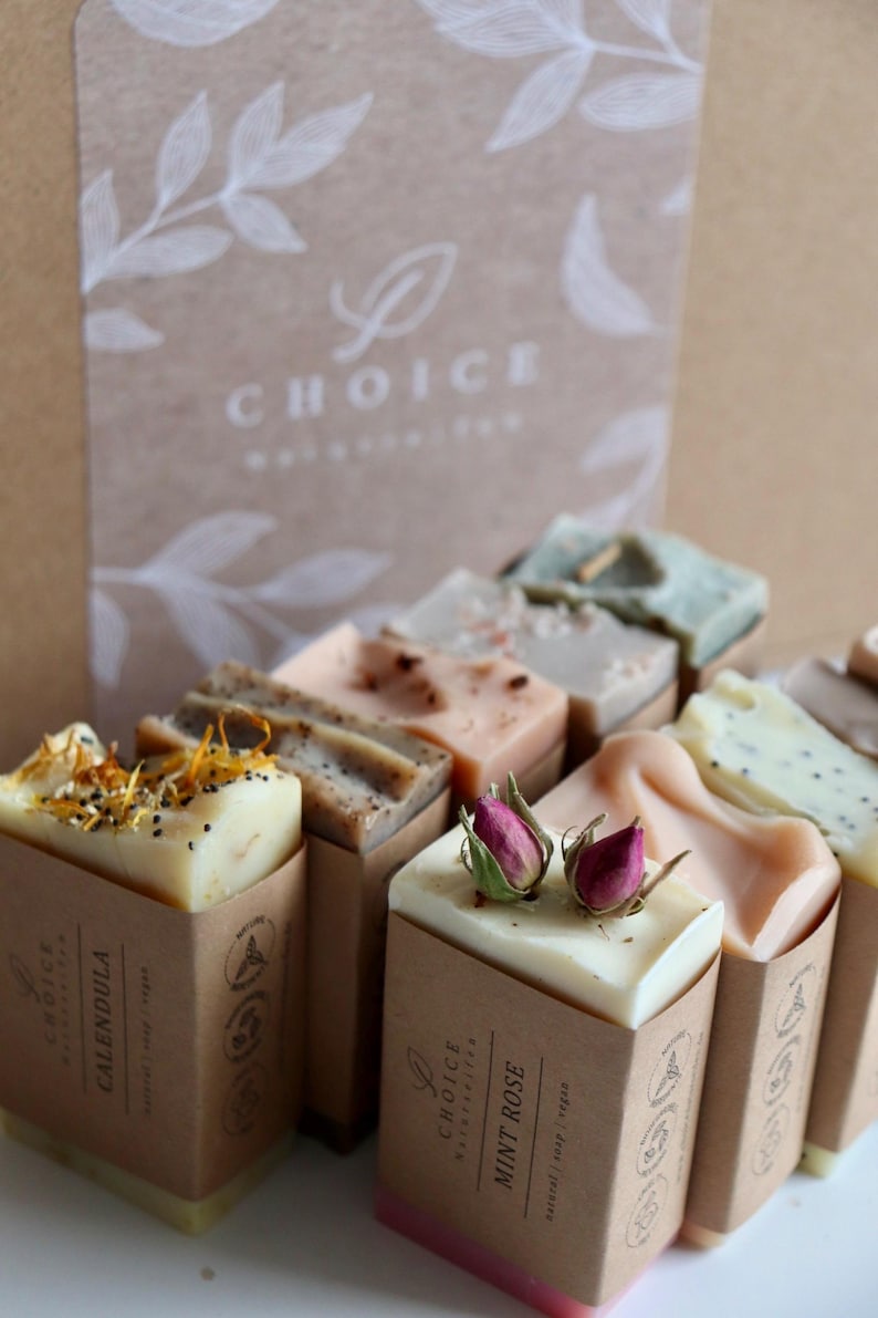 Natural soap sample set "Soap Sample Set" 10x50g – Individually wrapped, wedding favor, guest soap, party favor, goodies, guest soap set image 2