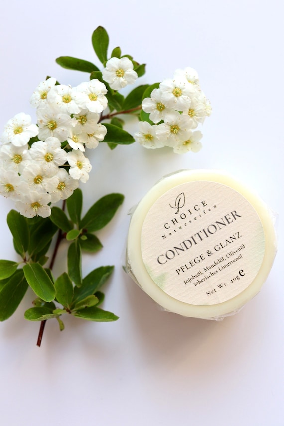 Fester Conditioner für alle Haartypen mit Jojoba-, Mandel- und Olivenöl, vegan & palmölfrei, plastikfrei